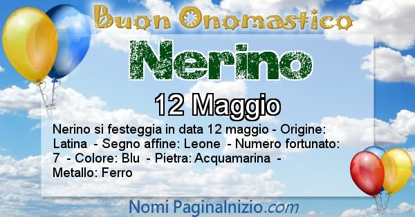 Nerino - Onomastico del nome Nerino