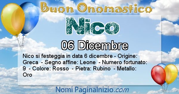 Nico - Onomastico del nome Nico