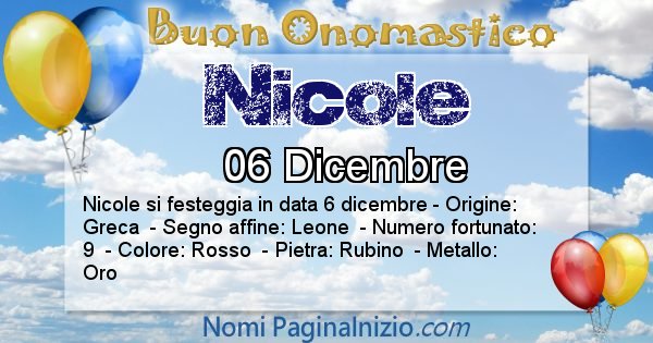 Nicole - Onomastico del nome Nicole