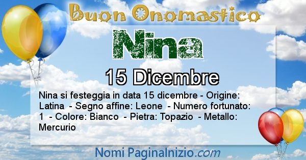 Nina - Onomastico del nome Nina