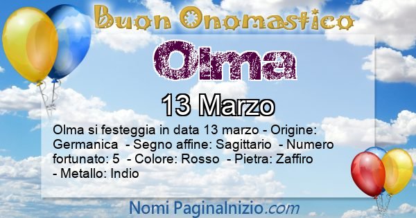 Olma - Onomastico del nome Olma