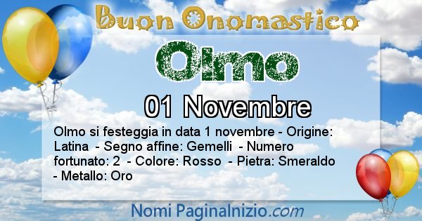 Olmo - Onomastico del nome Olmo