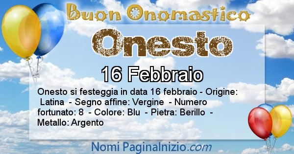 Onesto - Onomastico del nome Onesto