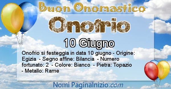 Onofrio - Onomastico del nome Onofrio