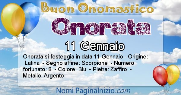 Onorata - Onomastico del nome Onorata