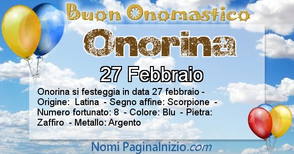 Onorina - Onomastico del nome Onorina