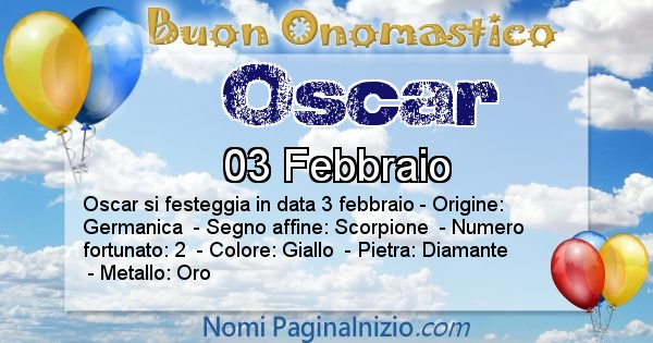 Oscar - Onomastico del nome Oscar