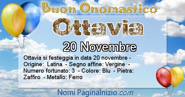 Ottavia - Onomastico del nome Ottavia