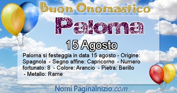 Paloma - Onomastico del nome Paloma