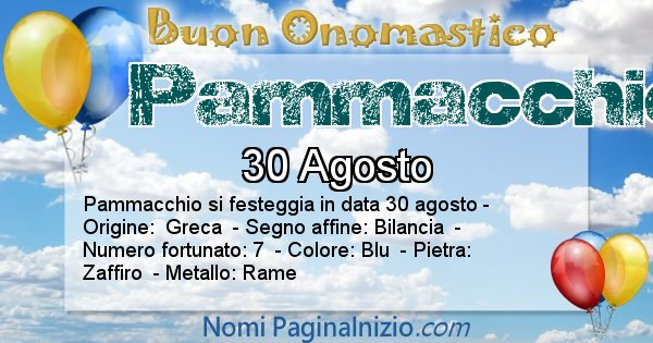 Pammacchio - Onomastico del nome Pammacchio