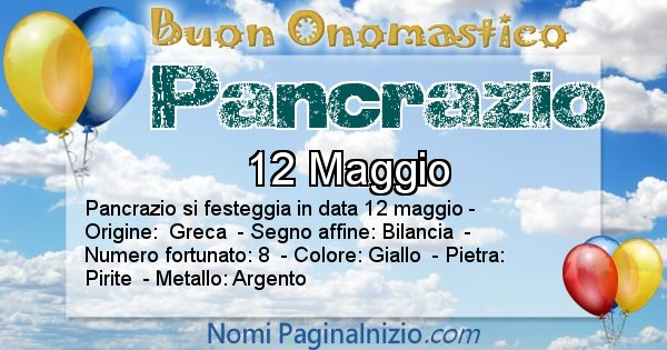 Pancrazio - Onomastico del nome Pancrazio