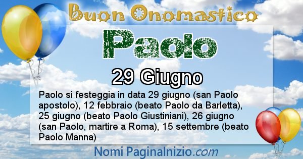 Paolo - Onomastico del nome Paolo