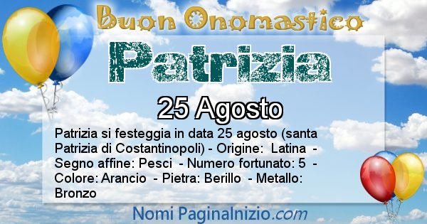 Patrizia - Onomastico del nome Patrizia