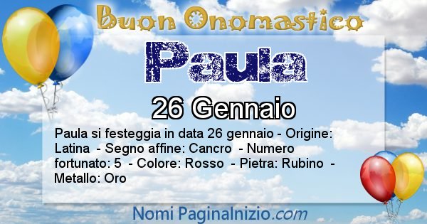 Paula - Onomastico del nome Paula