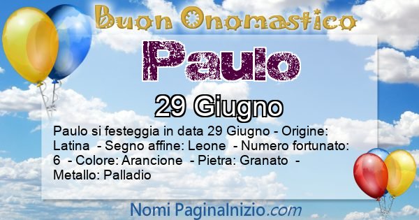 Paulo - Onomastico del nome Paulo