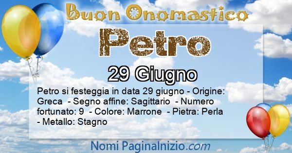 Petro - Onomastico del nome Petro