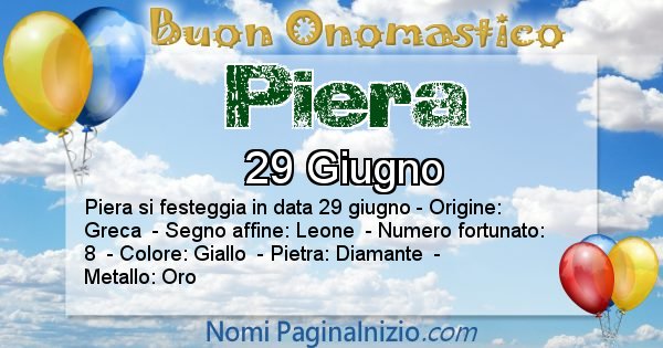 Piera - Onomastico del nome Piera