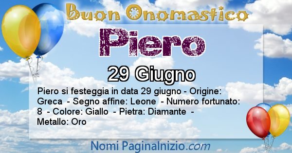 Piero - Onomastico del nome Piero