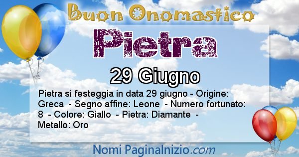 Pietra - Onomastico del nome Pietra