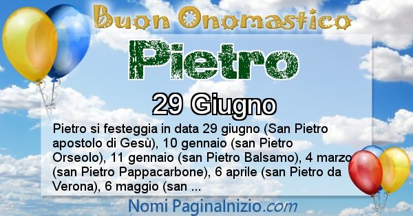 Pietro - Onomastico del nome Pietro