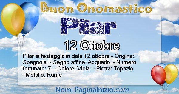 Pilar - Onomastico del nome Pilar