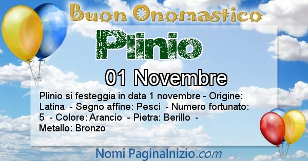 Plinio - Onomastico del nome Plinio