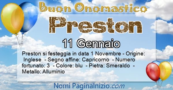 Preston - Onomastico del nome Preston