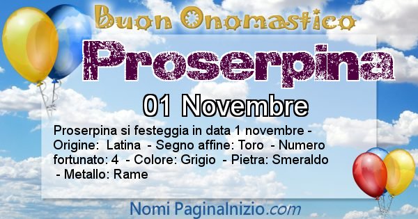 Proserpina - Onomastico del nome Proserpina