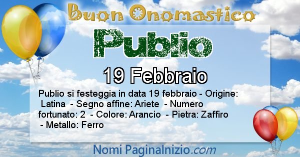 Publio - Onomastico del nome Publio