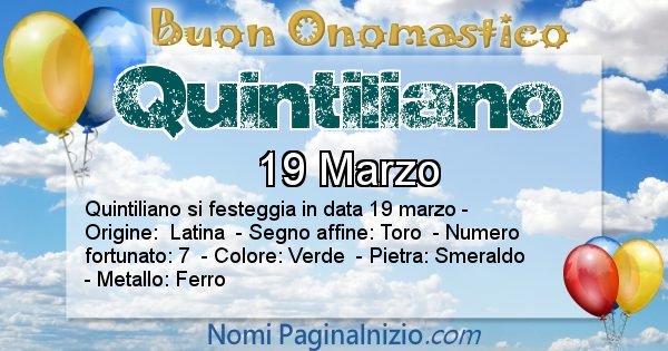 Quintiliano - Onomastico del nome Quintiliano