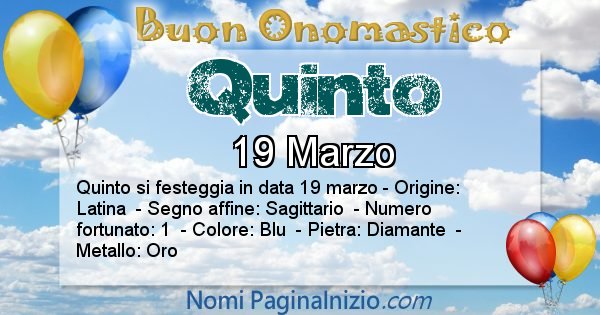 Quinto - Onomastico del nome Quinto