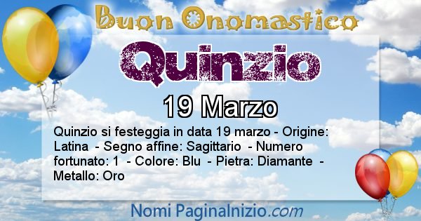 Quinzio - Onomastico del nome Quinzio