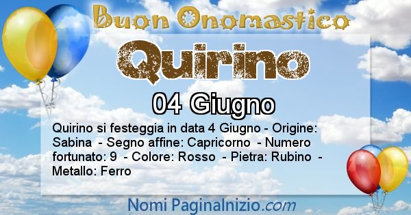 Quirino - Onomastico del nome Quirino