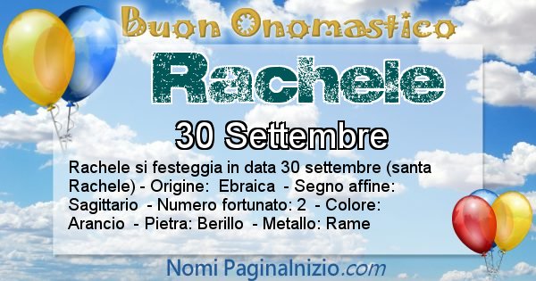 Rachele - Onomastico del nome Rachele