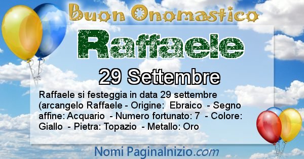 Raffaele - Onomastico del nome Raffaele