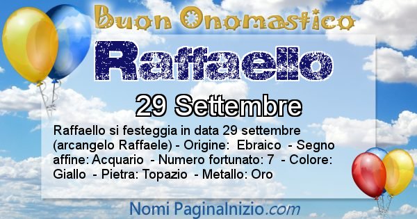 Raffaello - Onomastico del nome Raffaello