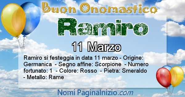 Ramiro - Onomastico del nome Ramiro