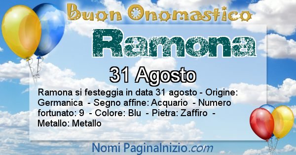 Ramona - Onomastico del nome Ramona