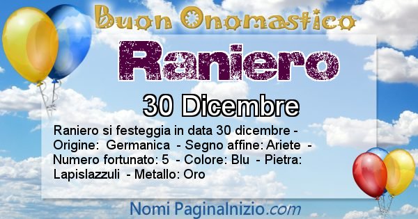 Raniero - Onomastico del nome Raniero