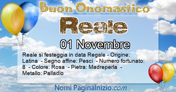 Reale - Onomastico del nome Reale