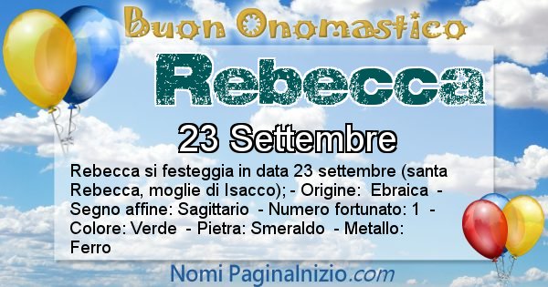 Rebecca - Onomastico del nome Rebecca