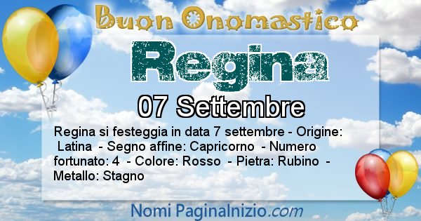 Regina - Onomastico del nome Regina