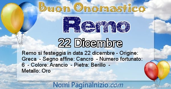 Remo - Onomastico del nome Remo