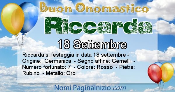 Riccarda - Onomastico del nome Riccarda
