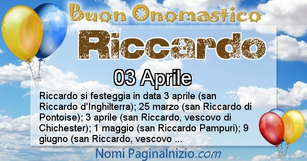 Riccardo - Onomastico del nome Riccardo