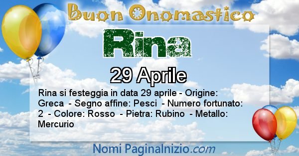 Rina - Onomastico del nome Rina