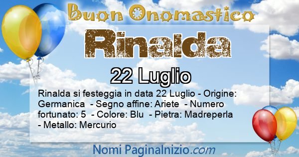 Rinalda - Onomastico del nome Rinalda