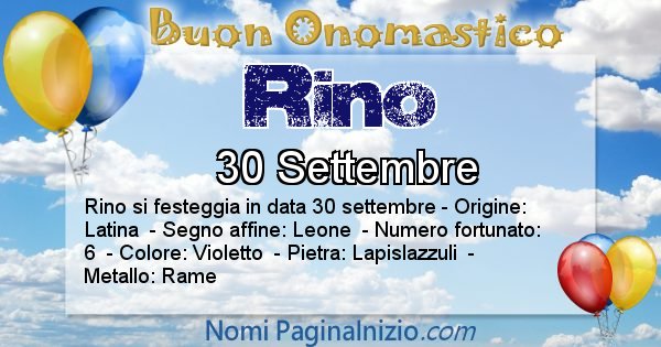 Rino - Onomastico del nome Rino