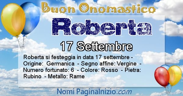 Roberta - Onomastico del nome Roberta