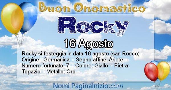 Rocky - Onomastico del nome Rocky